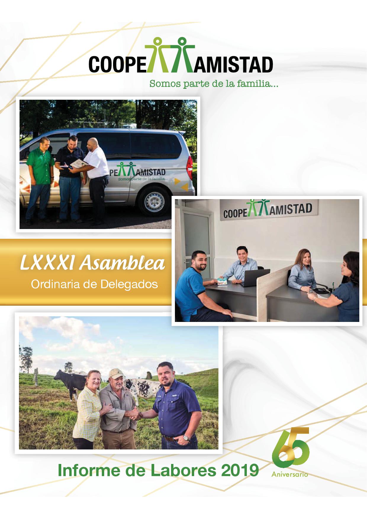 portada INFORME DE LABORES COOPEAMISTAD periodo 2019